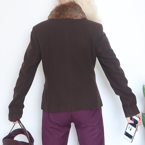 Jones New York Wool Coat / Jacket w Fur Collar - Picture 5 of 9